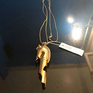 Tory Burch Gold Tone Metal Horse Pendant Whistle